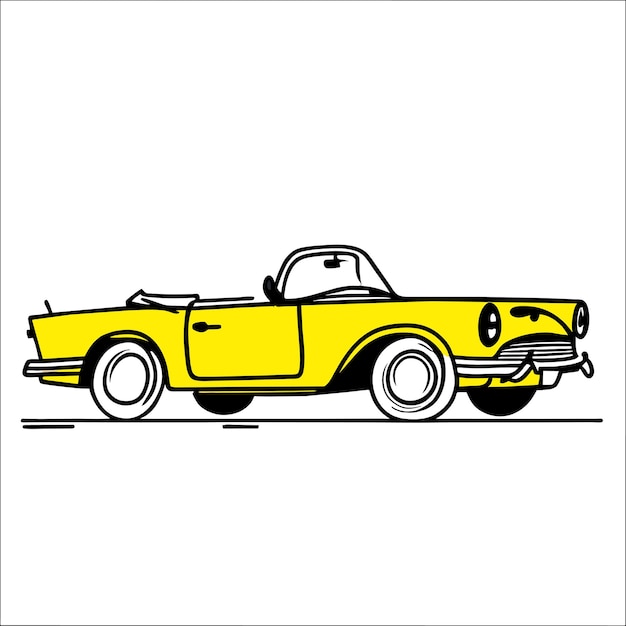 Classic sports car hand drawn flat stylish cartoon sticker icon concept isolated illustration