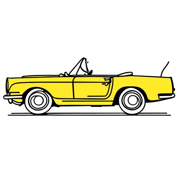 Vettore auto sportiva classica disegnata a mano piatta elegante adesivo cartone animato icona concetto illustrazione isolata