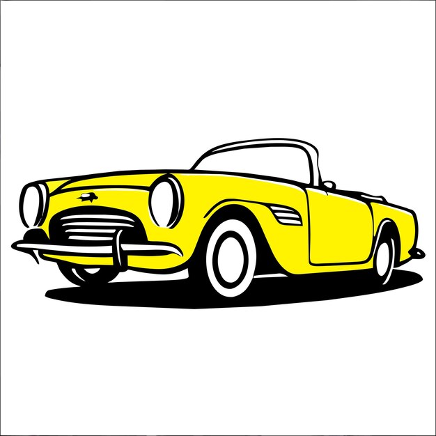 Classic sports car hand drawn flat stylish cartoon sticker icon concept isolated illustration