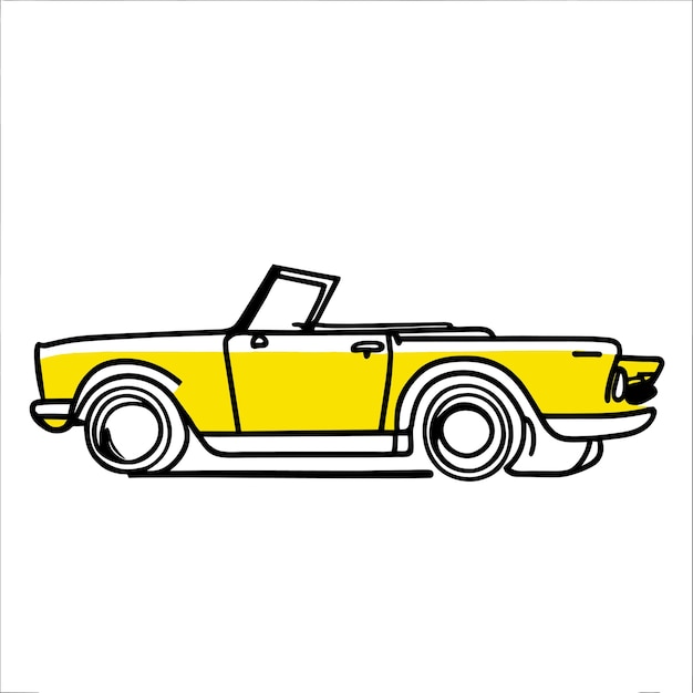 Vector classic sports car hand drawn flat stylish cartoon sticker icon concept isolated illustration