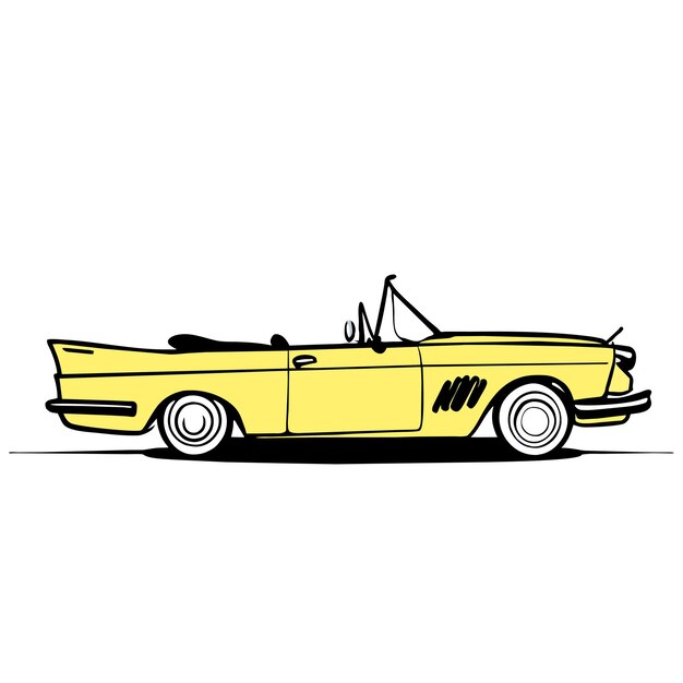 Vector classic sports car hand drawn flat stylish cartoon sticker icon concept isolated illustration