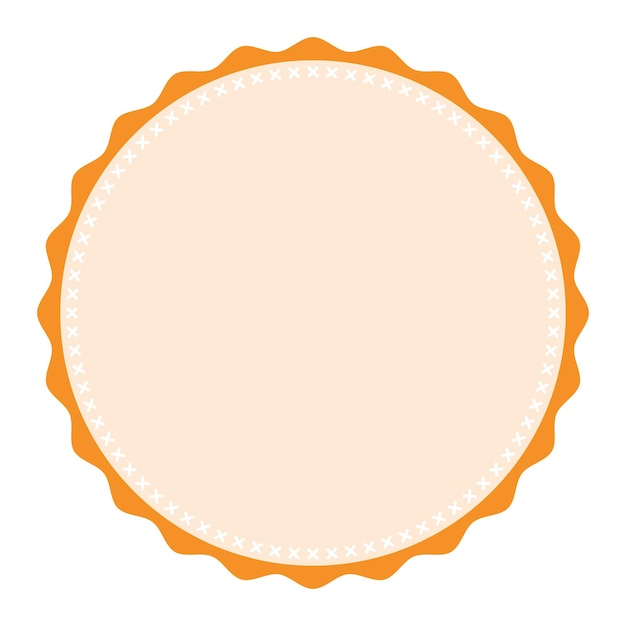 Vector classic stitched edge round light orange emblem blank sticker label plain background