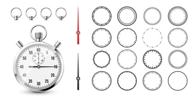 Вектор Классические хронометры с часами блестящий металлический хронометр счетчик времени с таймером обратного отсчета