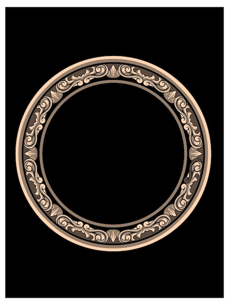 Vector classic style circle engraving frame vector design, color editable