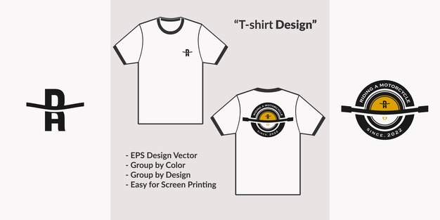 Vector classic style concept motorcycle riding logo tshirt design for custom motorcycle