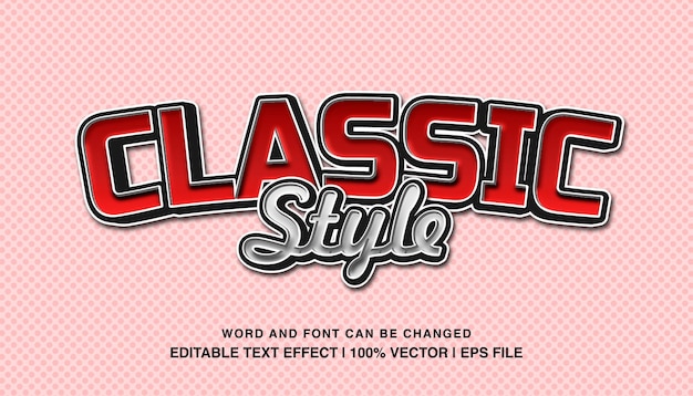 Classic style editable text effect template 3d bold cartoon vintage style typeface