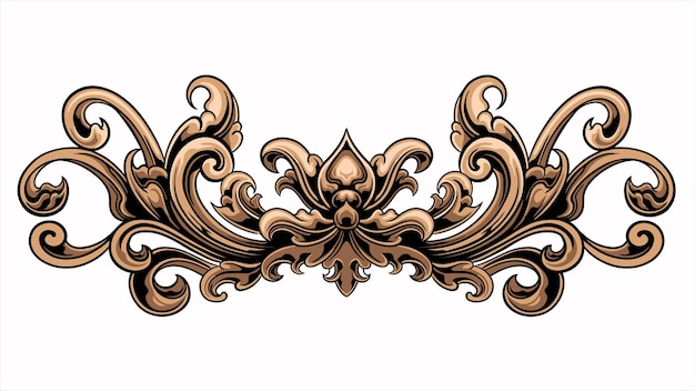 Гравированный орнамент в классическом стиле для красивых свадебных и пригласительных элементов, редактируемый цвет