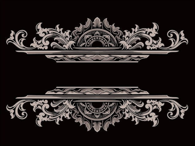 classic style engraving ornament vector design for template editable color