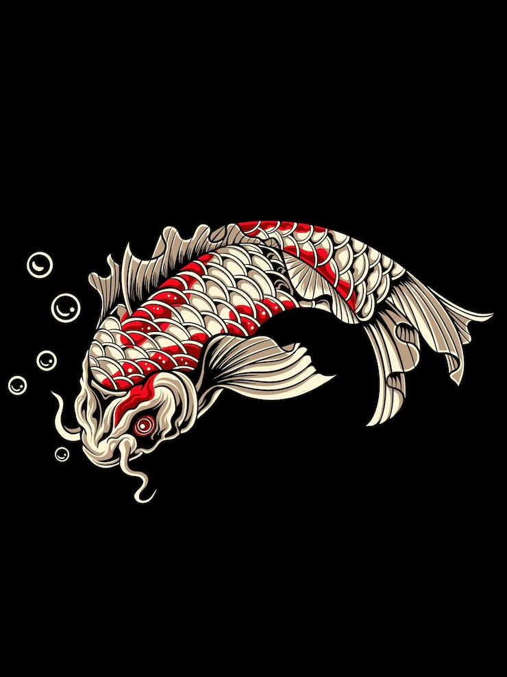 Vector classic style koi fish vector design color editable