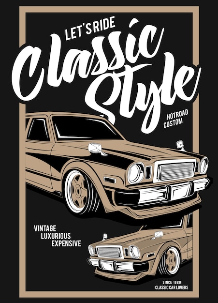 Classic style, super classic car illustration