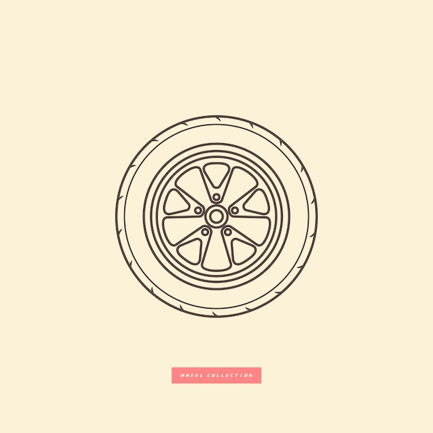 Vector classic style wheel icon vector illustration