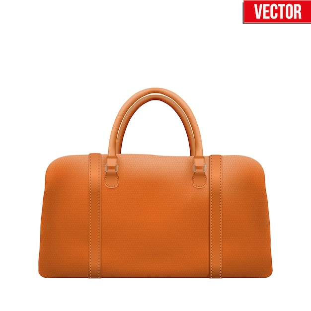 Vettore borsa con manico in pelle classica ed elegante. accessorio di moda. illustrazione su sfondo bianco.