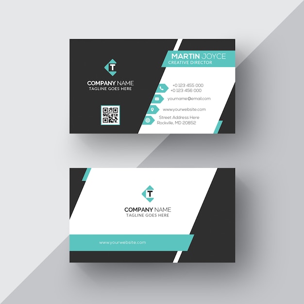 Classic & Stylish Modern Cyan & Black Business Card Template