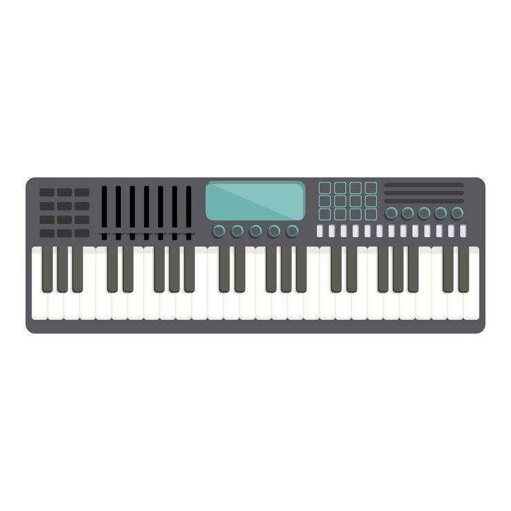 Vector classic synthesizer icon cartoon vector dj keyboard audio instrument