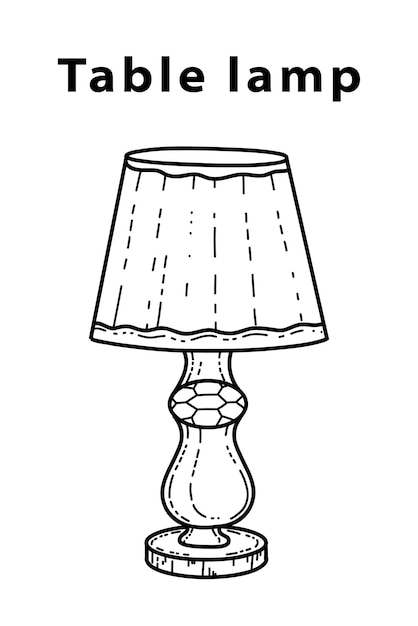 Classic table lamp in the style of doodle drawing table lamps, large and small with hand-drawn