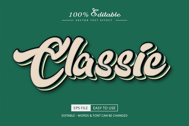 Vector classic text effect retro vintage style