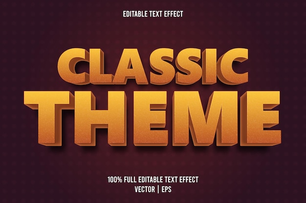 Classic theme editable text effect retro style