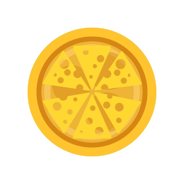 Classic thin crust pizza with slices of delicious cheese Traditional Italian food concept Cartoon vector illustration isolated on white Graphic flat design for mobile app pizzeria or cafe menu