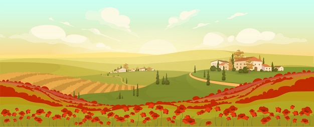 Vector classic tuscan scenery