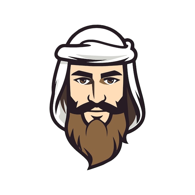 A classic vector cartoon mascot character of arabian men with white background