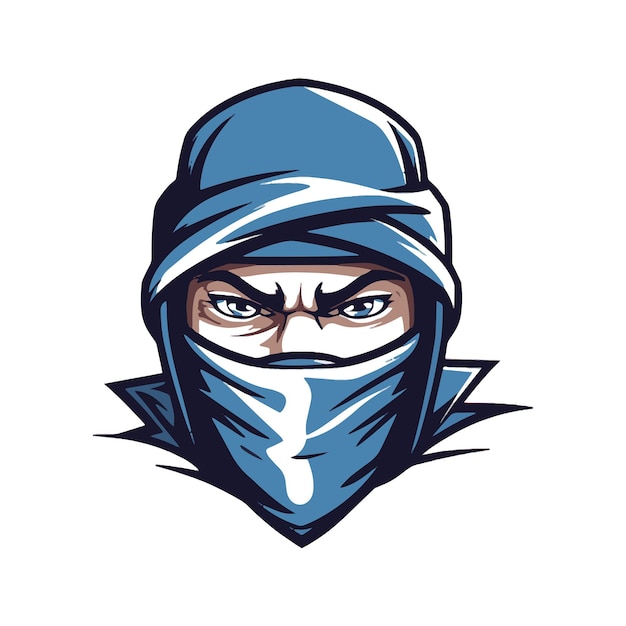 A classic vector cartoon mascot character of ninja with white background