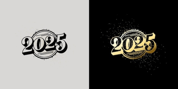 Vector classic vector happy new year 2025 met luxe en elegante gouden kleur premium vector uniek en schoon ontwerp