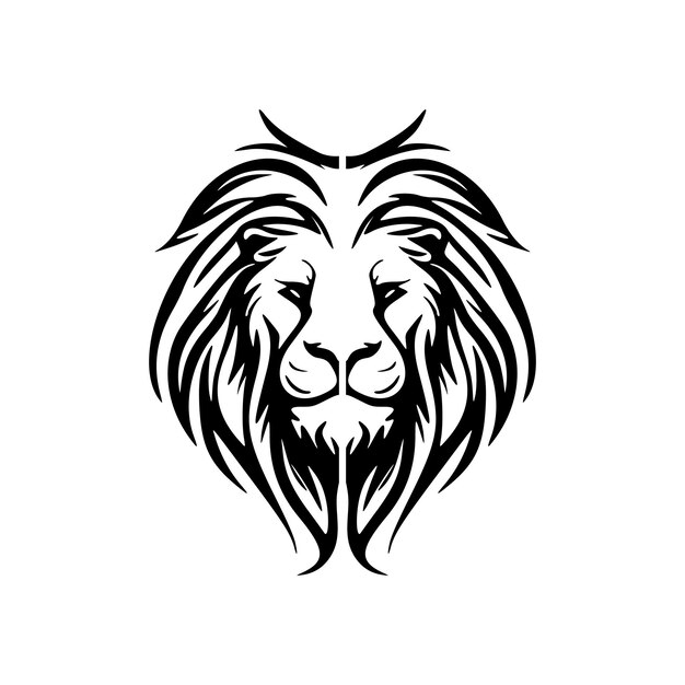 A classic vector logo of a lion in just black and white