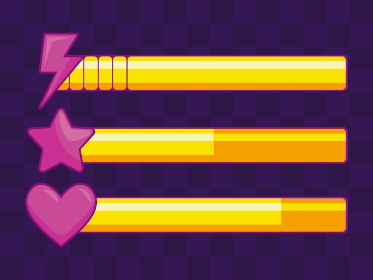 Vector classic video game items bars