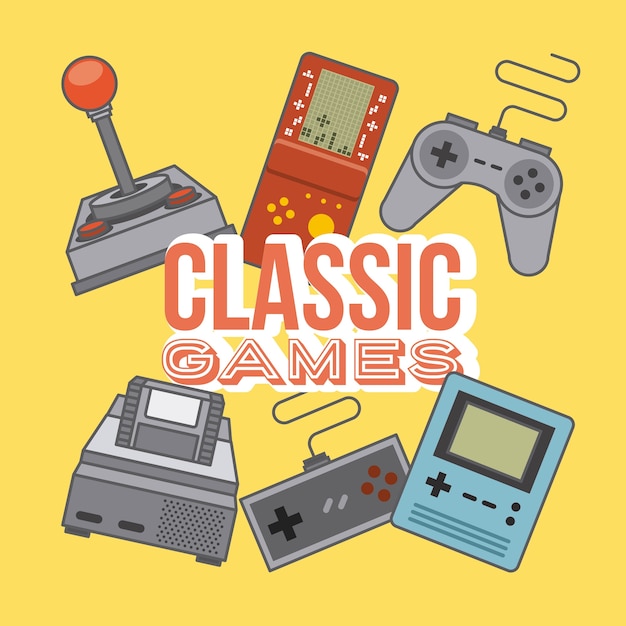 Vector classic video games retro technology devices