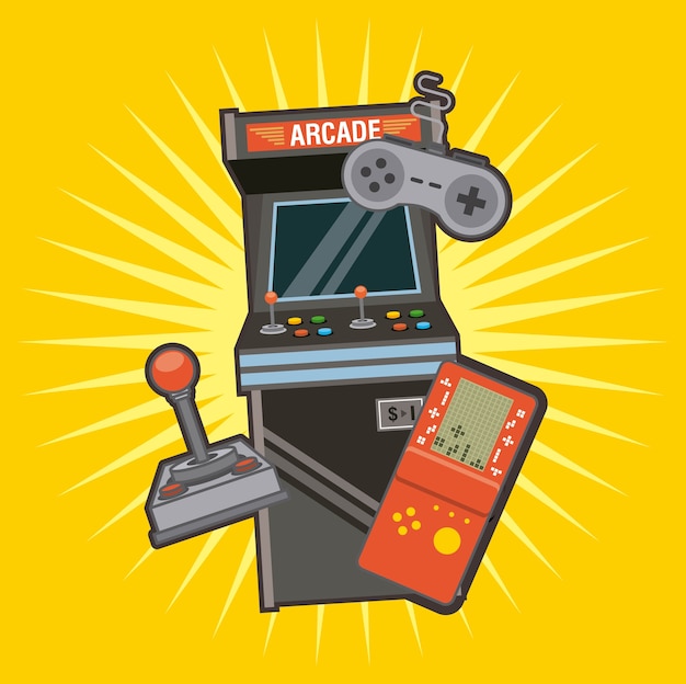 Vector classic videogames and console entertainment icons