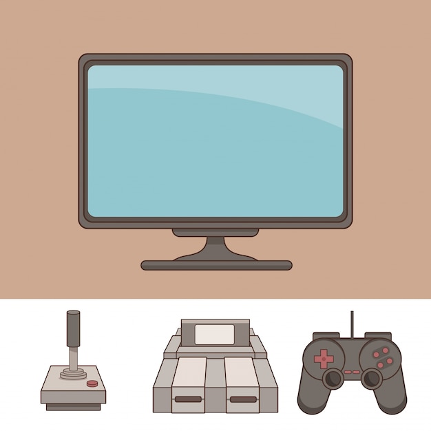 Vector classic videogames and console icons