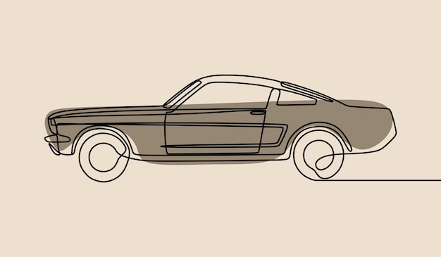 Vector classic vintage car oneline continuous line art