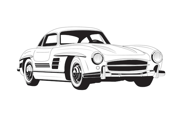 Classic vintage car outline illustration