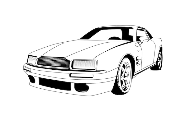 Vector classic vintage car outline illustration