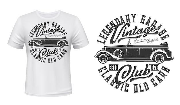 Classic vintage cars club tshirt vector print