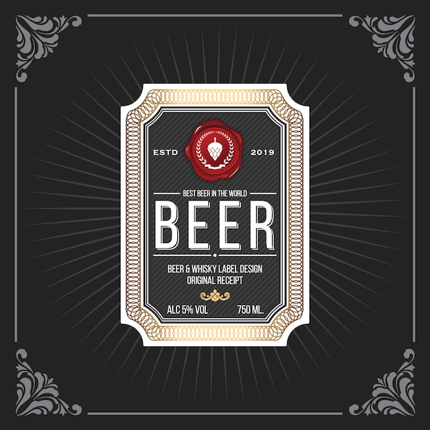 Classic vintage frame for beer labels banner 