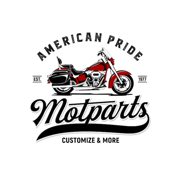 Ispirazione per il logo di una motocicletta vintage classica orgoglio americano