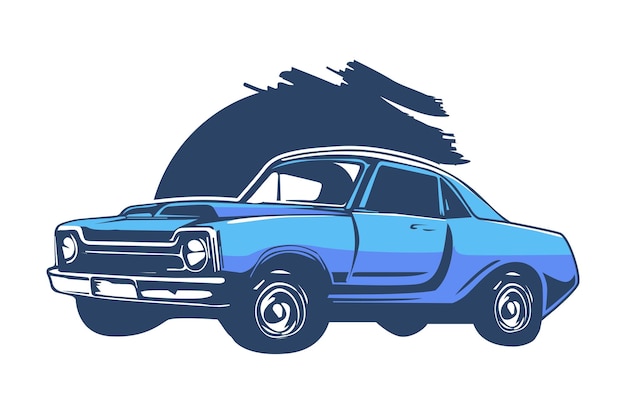 classic vintage retro car design vector black and white illustration