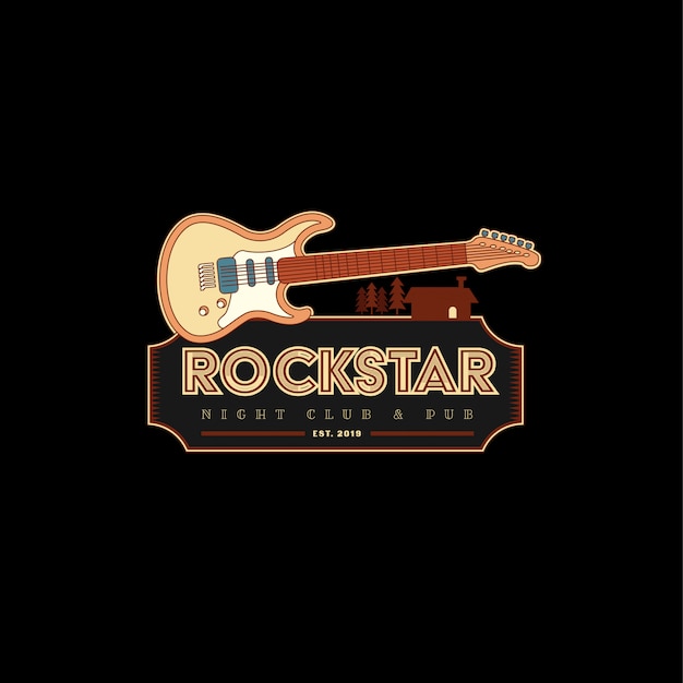 Modello di logo classico rock star vintage