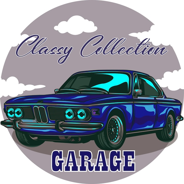 Vector classic and vintage style concept cars illustration in cartoon vector design 4