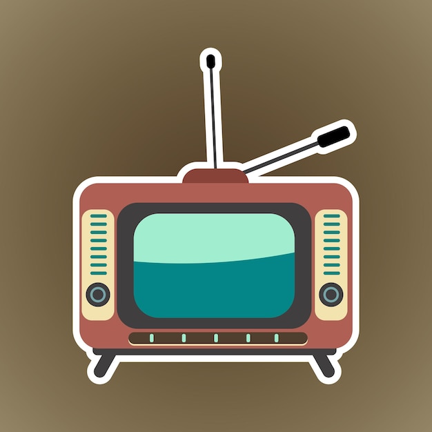 Classica illustrazione della scatola tv vintage con antenna