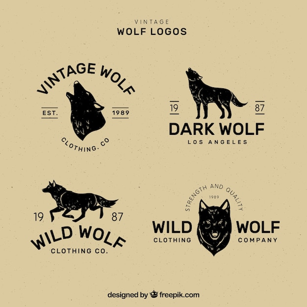 Vector classic vintage wolf logo collection