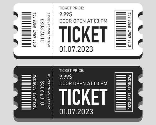 Classic white and black tickets