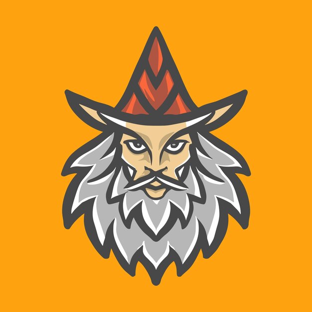 classic wizard head vector art