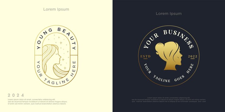 Classic woman logo design with luxury golden woman head concept illustration Premium logo design vector modern semi classic for business woman