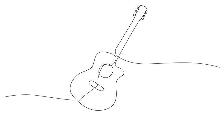 वेक्टर classical acoustic guitar line vector one continuous single line of classic guitar