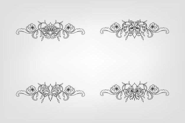 Vector classical baroque filigree decoration ornament vintage floral border style antique art retro