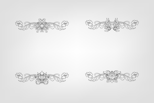 Vector classical baroque filigree decoration ornament vintage floral border style antique art retro