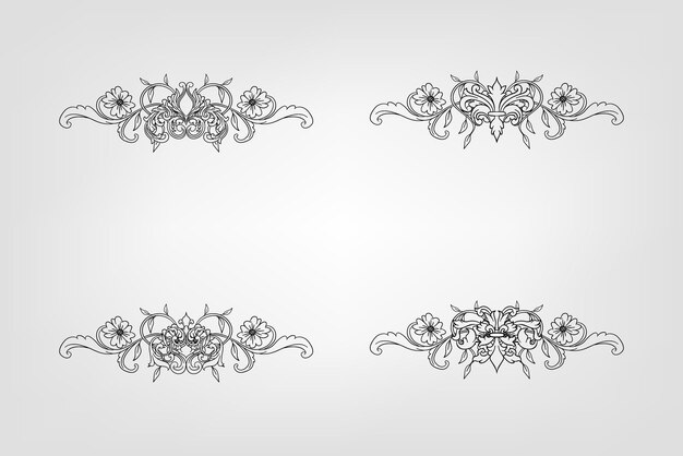 Vector classical baroque filigree decoration ornament vintage floral border style antique art retro