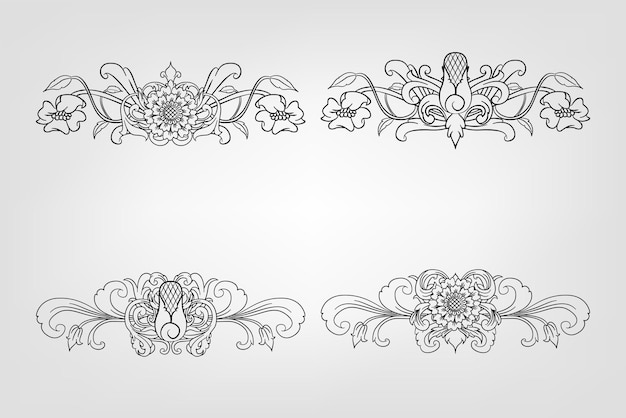 Classical Baroque Filigree Decoration Ornament Vintage Floral Border Style Antique Art Retro